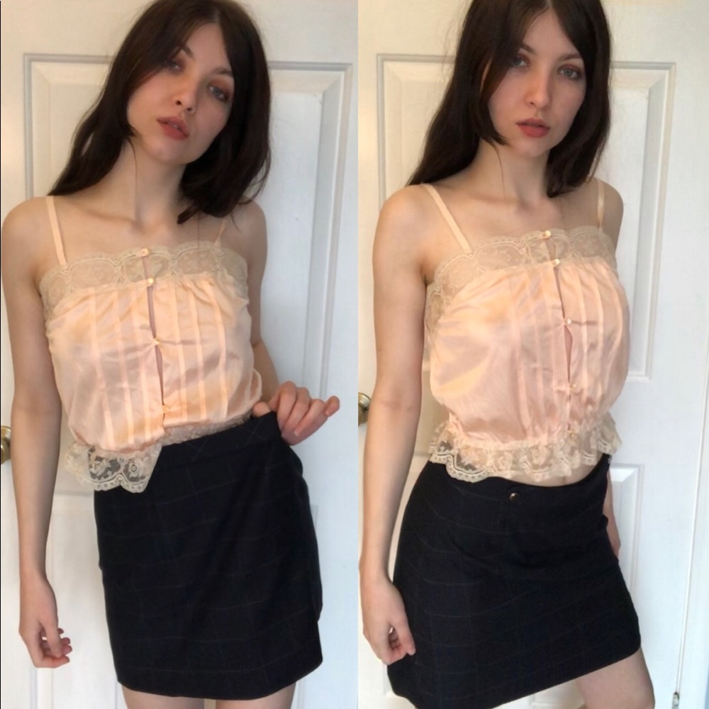 Navy Blue Checked Mini Skirt